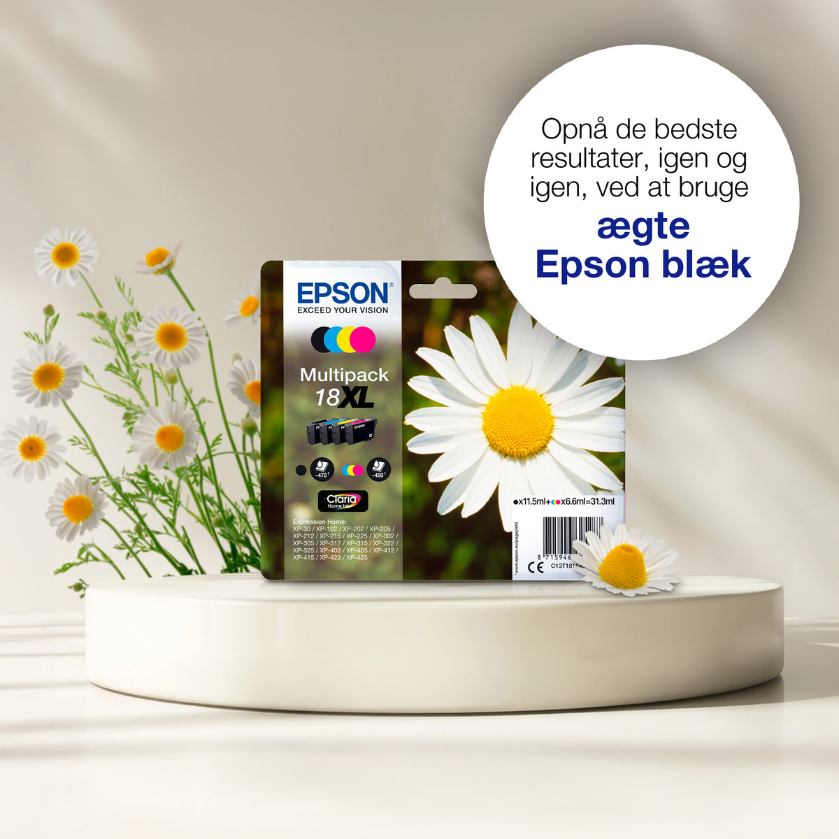 Epson Daisy 18 marguerit Claria Home multipakke 4-farve blæk
