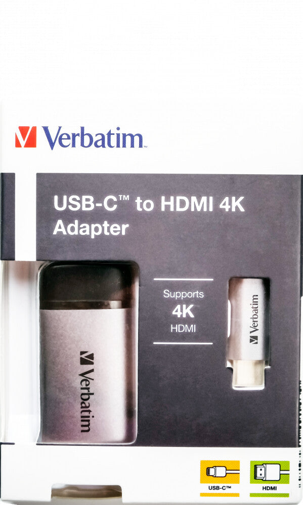 Verbatim 49143 videokabel adapter 0,1 m USB Type-C HDMI Sort, Sølv