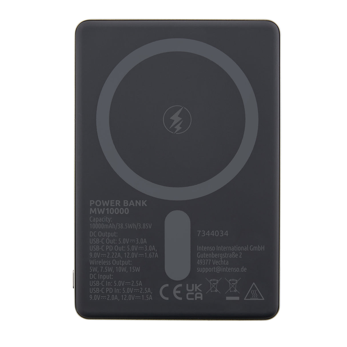 Intenso MW10000 Lithium polymer (LiPo) 10000 mAh Trådløs opladning Grå