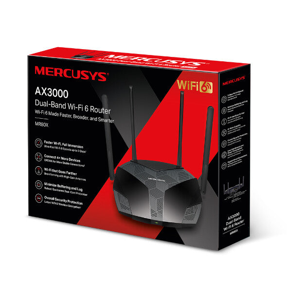 Mercusys MR80X trådløs router Gigabit Ethernet Dual-band (2,4 GHz / 5 GHz) Sort