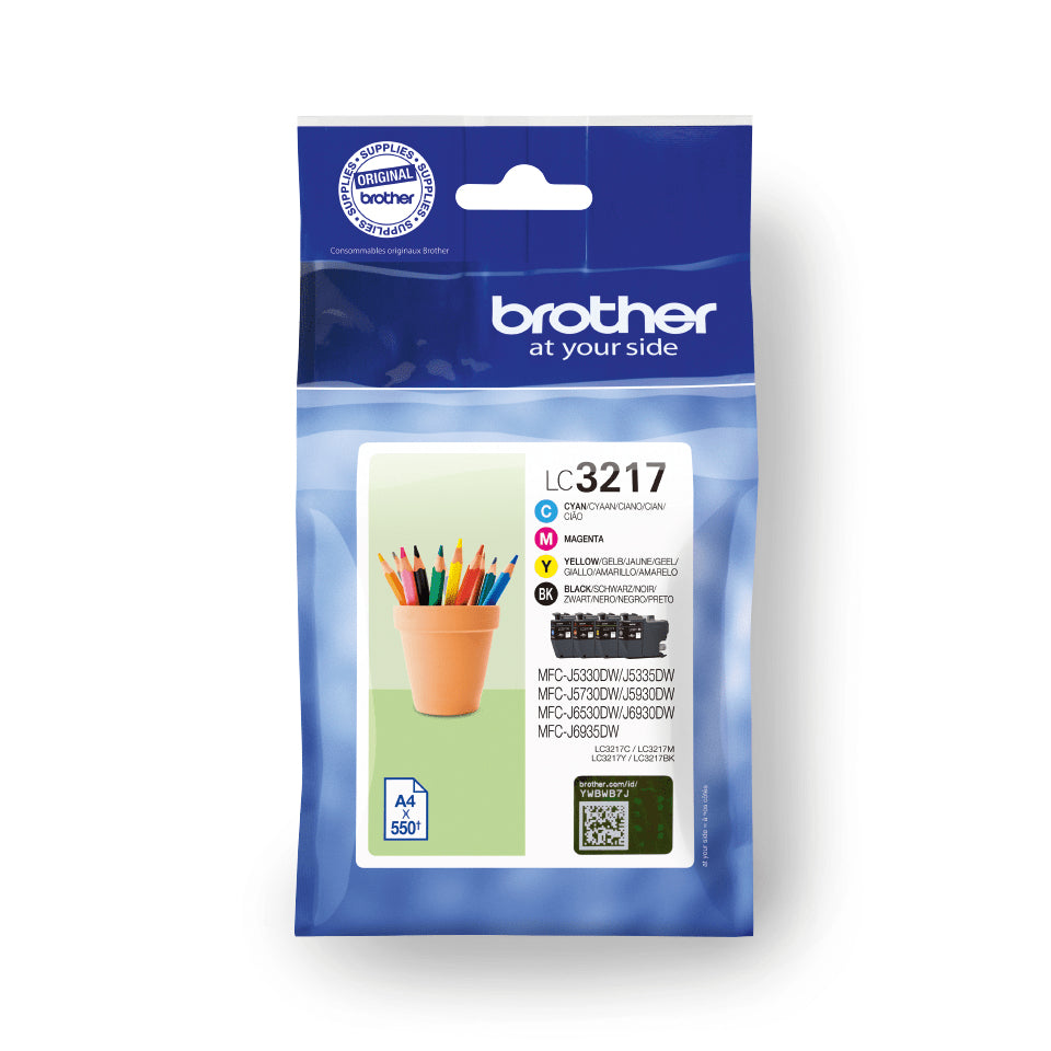 Brother LC 3217 Value Pack Sort Gul Cyan Magenta 550 sider