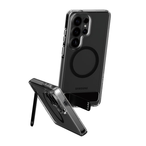 CARE by PanzerGlass Urban Explorer Case Transparent w. Black Kickstand & Qi Samsung Galaxy S26 Ultra