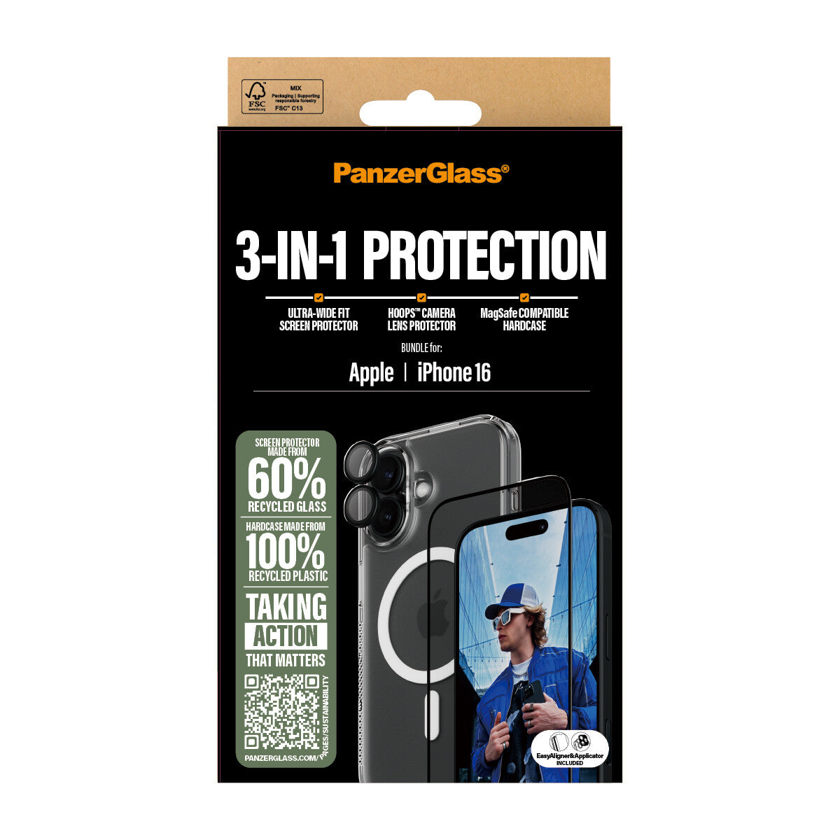 PanzerGlass ® 3-i-1 Beskyttelsespakke iPhone 16