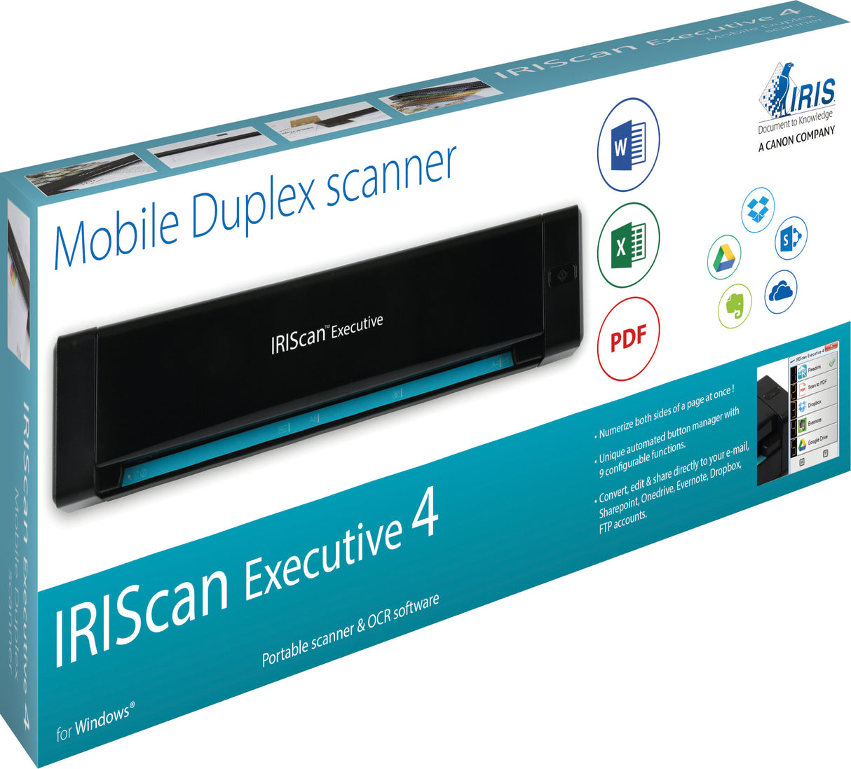 I.R.I.S. IRIScan Executive 4 Skanner med papir-tilførsel 600 x 600 dpi A4 Sort