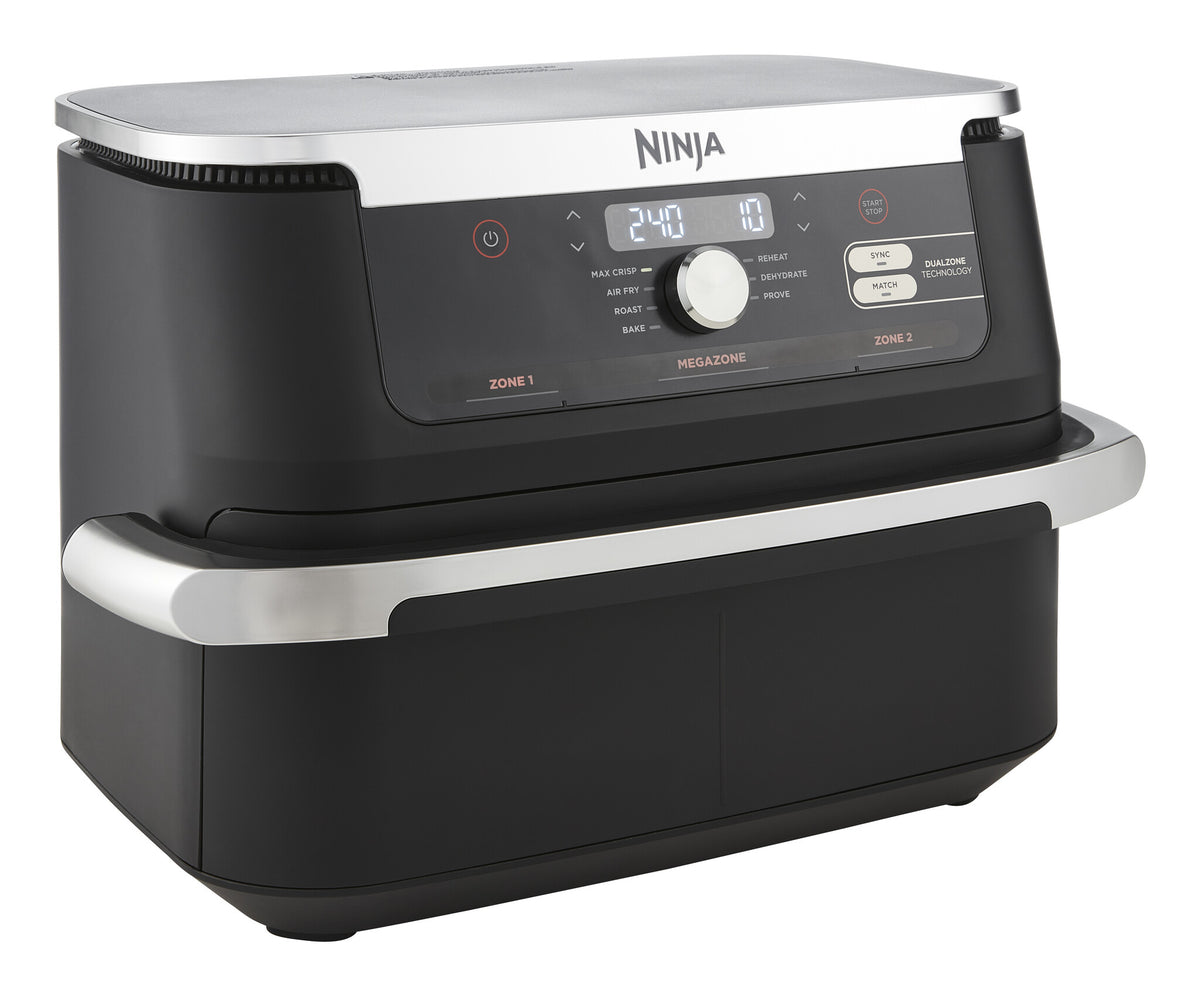 Ninja AF500EU frituregryde Dobbelt 10,4 L Enkeltstående 2470 W Varmluftsteger Sort, Rustfrit stål