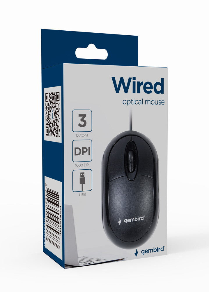 Gembird -U-01 mus Ambidextrous USB Type-A Optisk 1000 dpi
