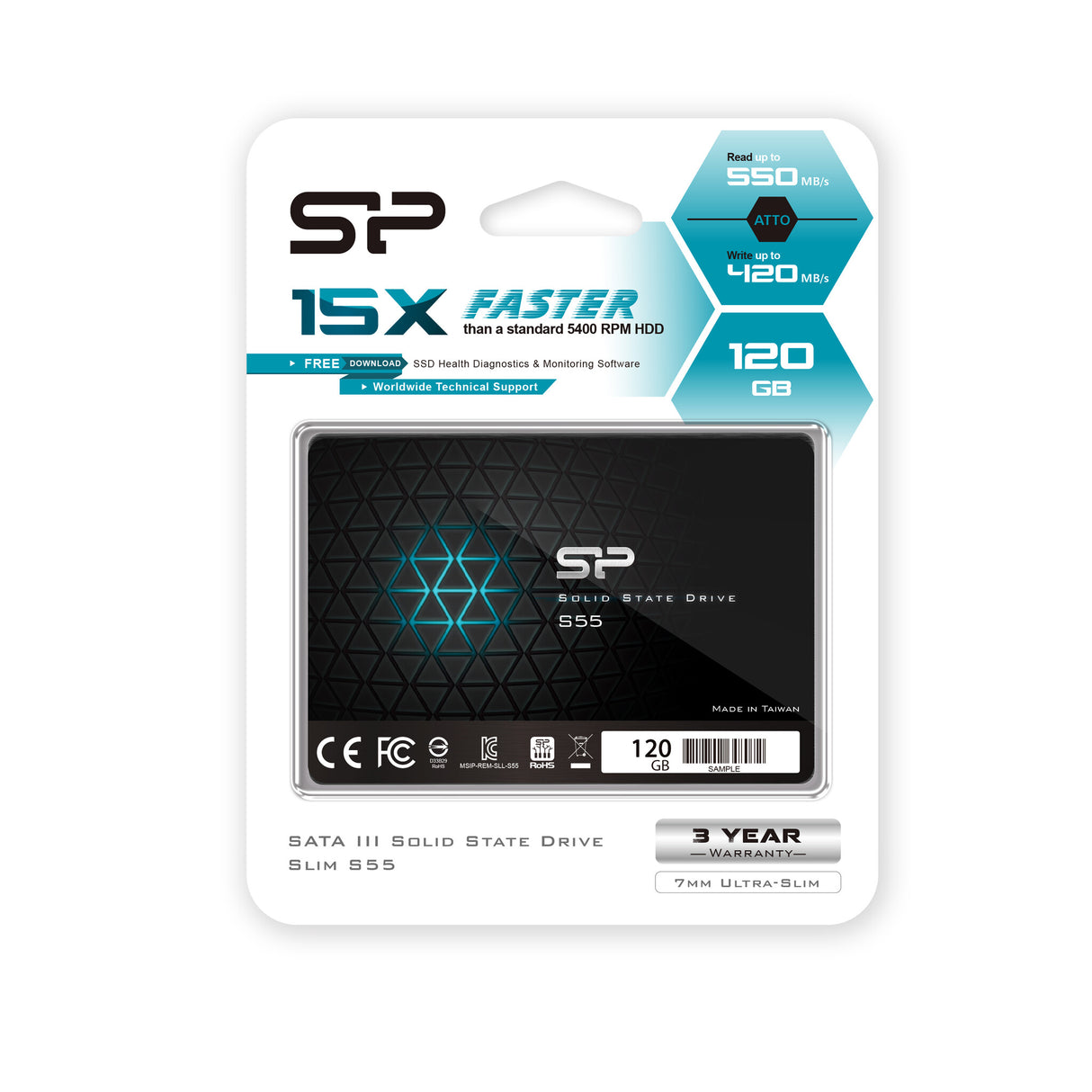 Silicon Power Slim S55 120 GB 2.5" Serial ATA III TLC