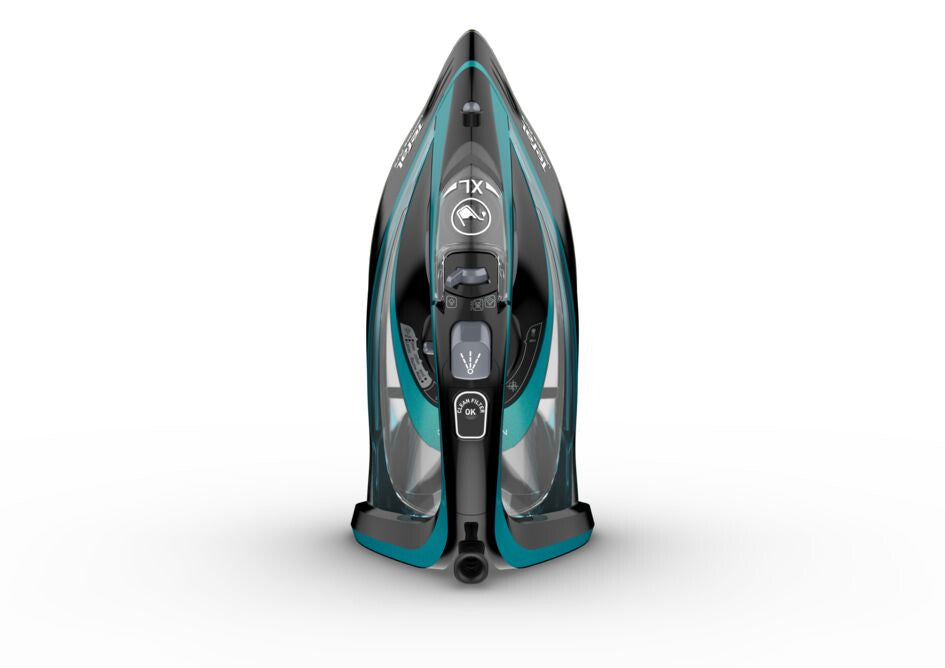 Tefal Ultimate Pure FV9844 Tør & dampstrygejern Durilium autoclean strygesål 3200 W Sort, Blå