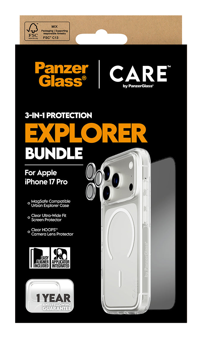 PanzerGlass ® | CARE by ® 3-in-1 Explorer Pakke iPhone 17 Pro