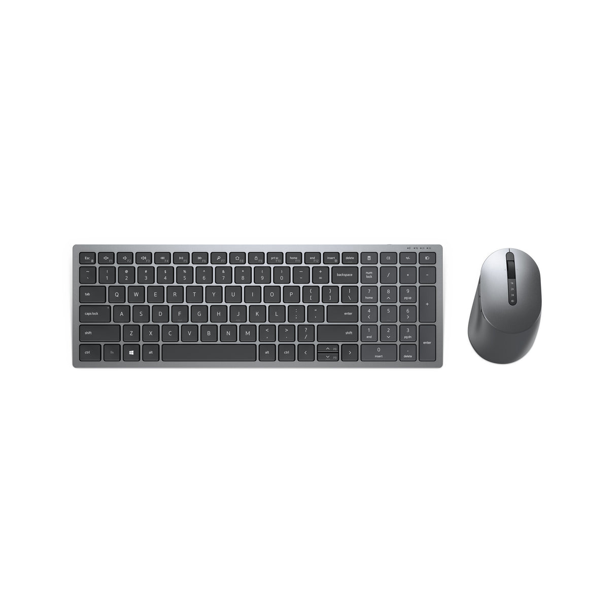 DELL KM7120W tastatur Mus inkluderet Kontor RF trådløs + Bluetooth QWERTY US International Grå, Titanium