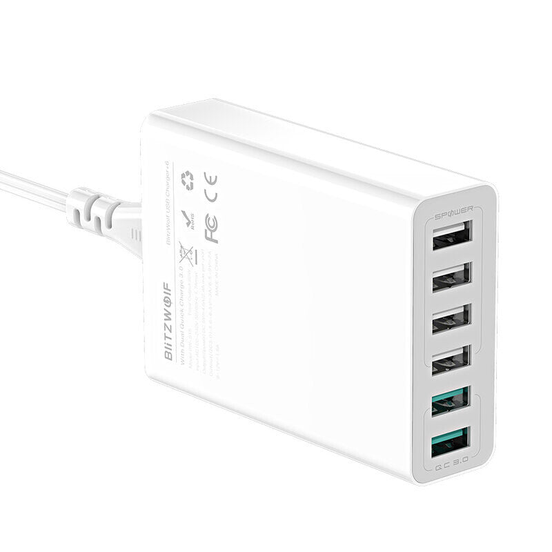 BlitzWolf BW-S15 oplader til mobil enhed Universel Hvid Vekselstrøm Hurtig opladning Indendørs