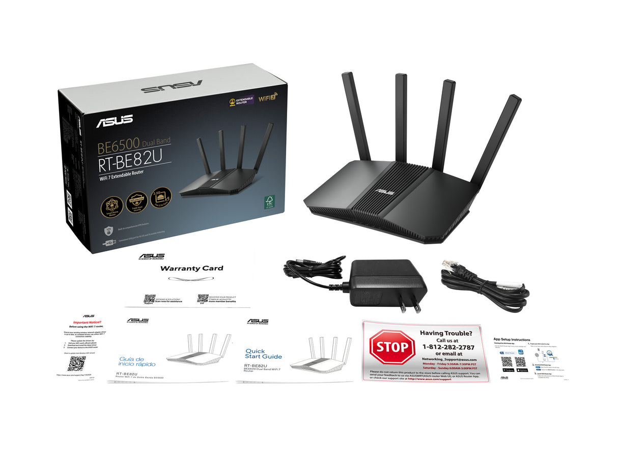 ASUS RT-BE82U BE6500 trådløs router 2.5 Gigabit Ethernet Dual-band (2,4 GHz / 5 GHz) Sort