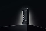 Teltonika NETWORKS TSF010 Flat Ethernet Switch Ikke administreret Fast Ethernet (10/100) DIN rail Sort