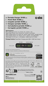 SBS TTBB10000FASTPD2 powerbank 10000 mAh Sort