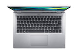 Acer Aspire Go Spin 14 AGSP14-31PT-338B Intel Core 3 N355 Hybrid (2-i-1) 35,6 cm (14") Berøringsskærm WUXGA 16 GB LPDDR5-SDRAM 512 GB SSD Wi-Fi 6 (802.11ax) Windows 11 Home Sølv