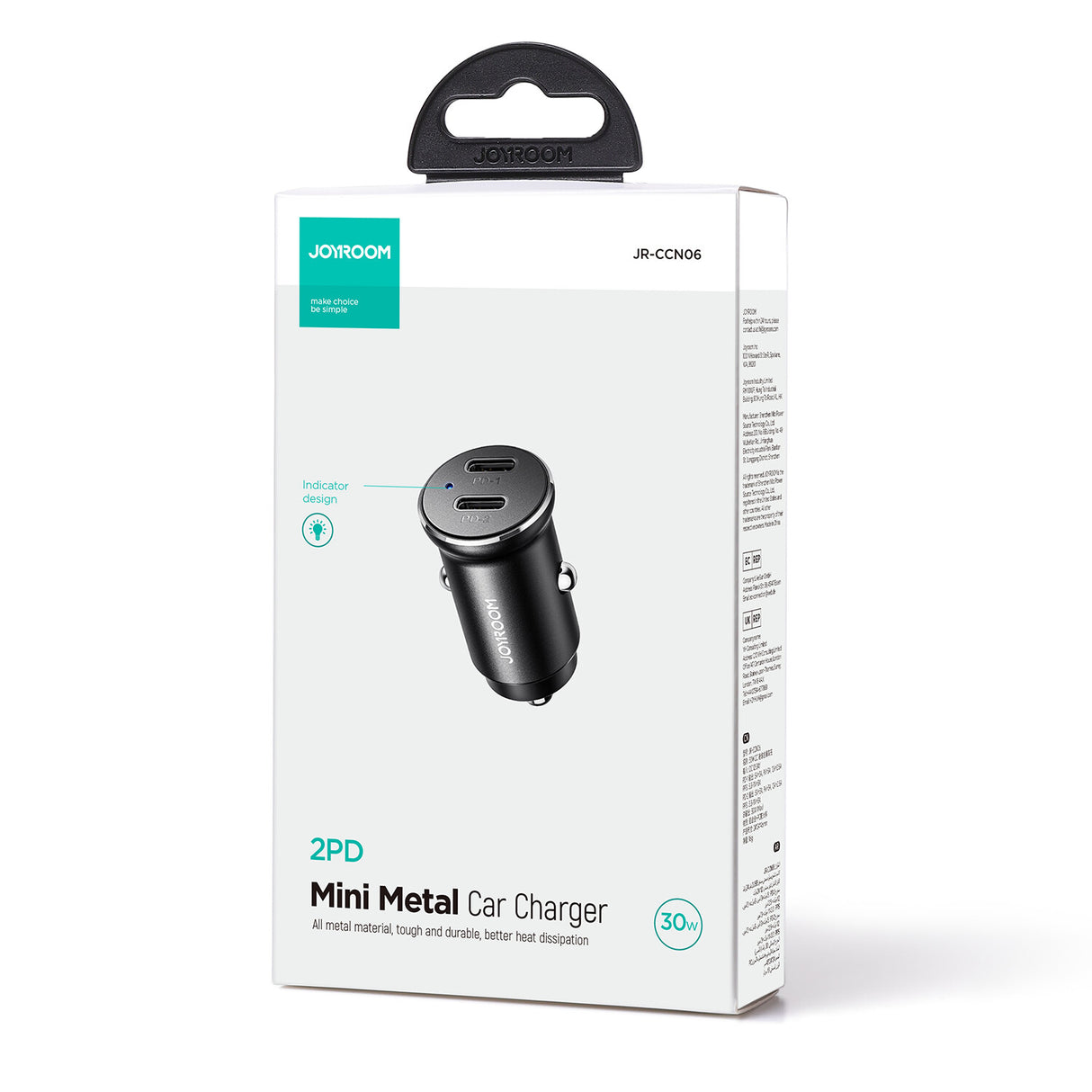 JOYROOM CCN06 oplader til mobil enhed Universel Sort Cigartænder Automatisk