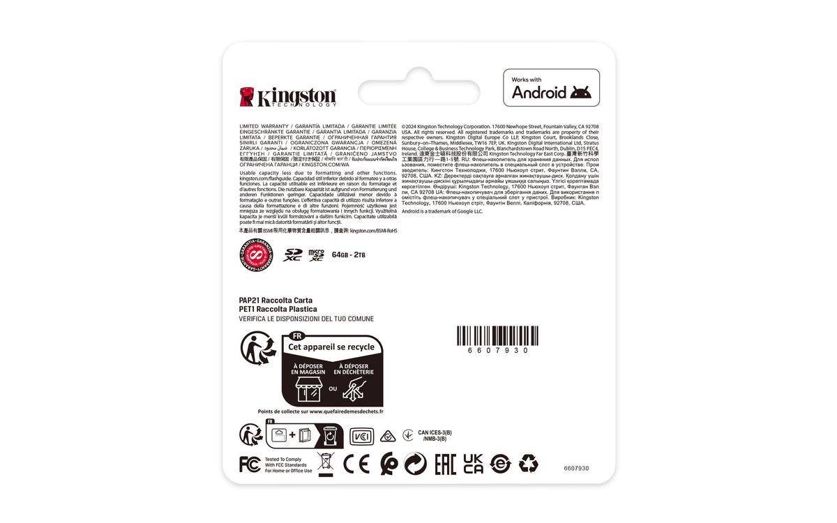 Kingston Technology 1 TB microSDXC Canvas Select Plus Gen3 150 MB/s A1-kort + adapter