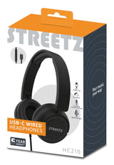 Streetz HC210-BLK hovedtelefoner/headset Ledningsført Opkald/musik USB Type-C Sort