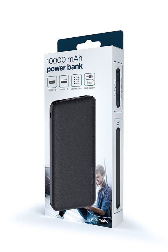 Gembird PB10-02 powerbank Lithium polymer (LiPo) 10000 mAh Sort