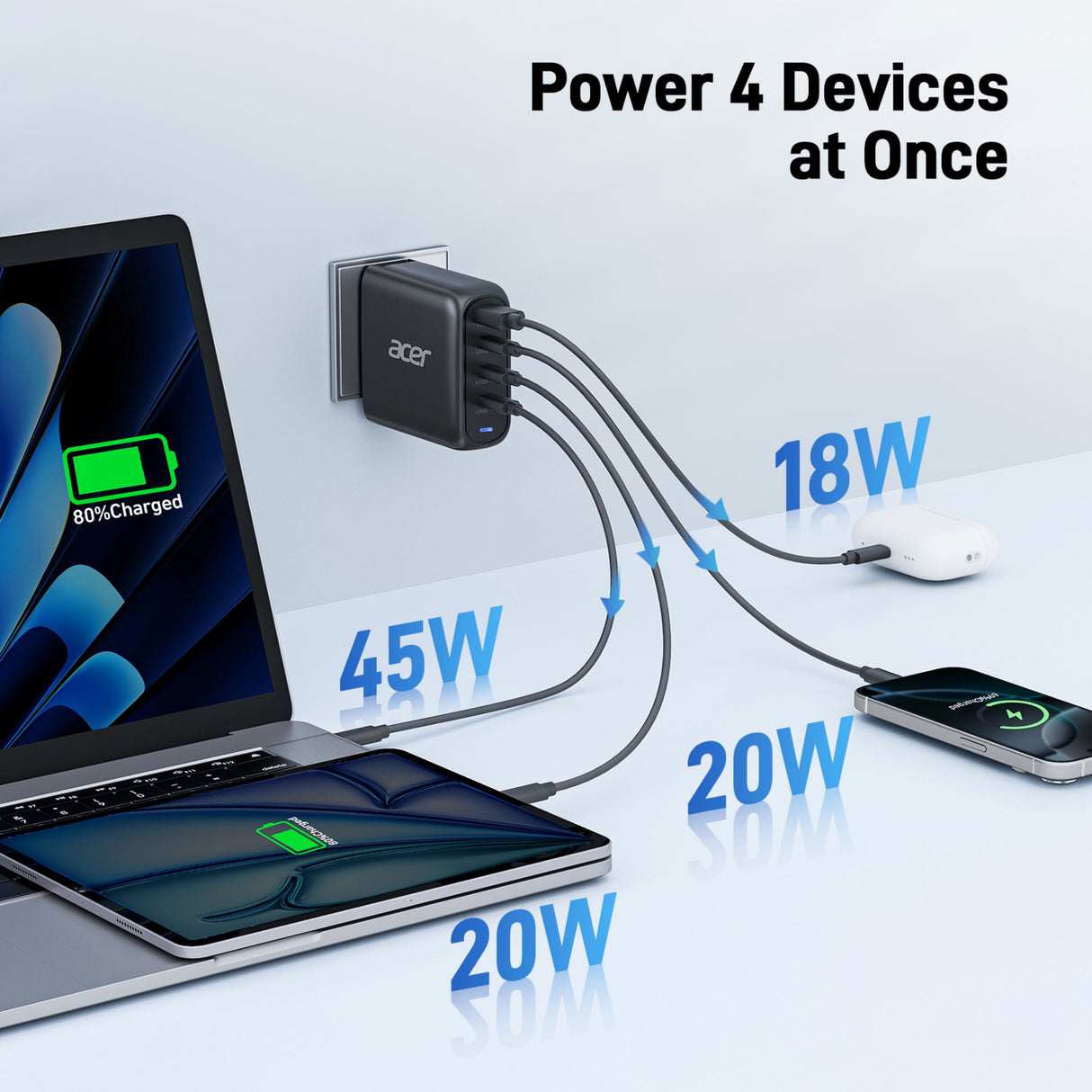 Acer ZL.ADTCC.00L oplader til mobil enhed Universel Sort Vekselstrøm Hurtig opladning Indendørs