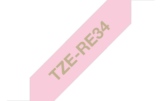 Brother TZE-RE34 etiketbånd Guld på pink