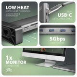 Axagon HMC-10HLS dockingstation Ledningsført USB 3.2 Gen 1 (3.1 Gen 1) Type-C Sort, Grå