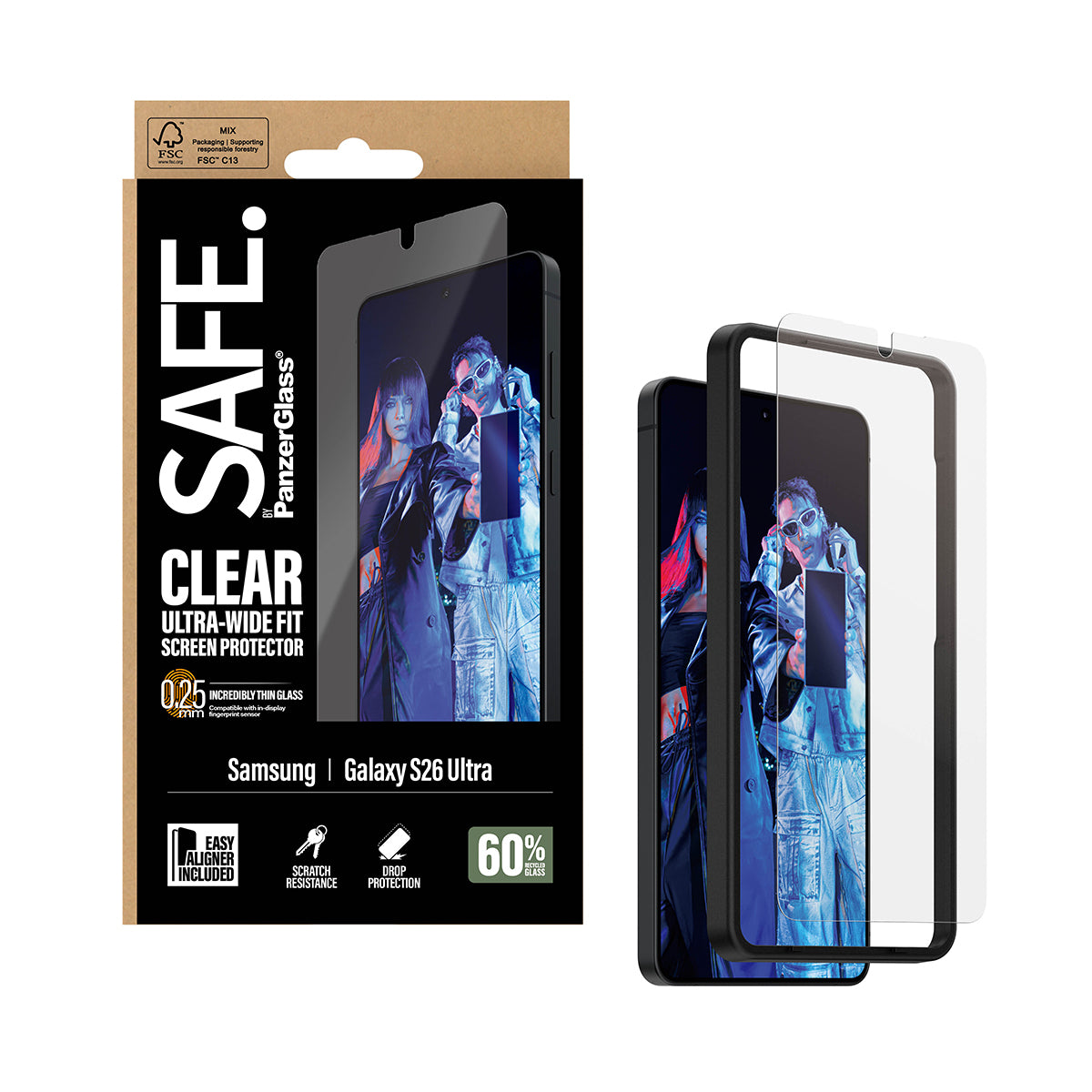 PanzerGlass SAFE. by ® Screen Protector Samsung New Galaxy S 2026 Ultra | Ultra-Wide Fit w. EasyAligner Samsung - New Galaxy S2026 Ultra