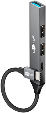 Goobay Slim 4-Port USB-C Hub 4 porte lysegrå