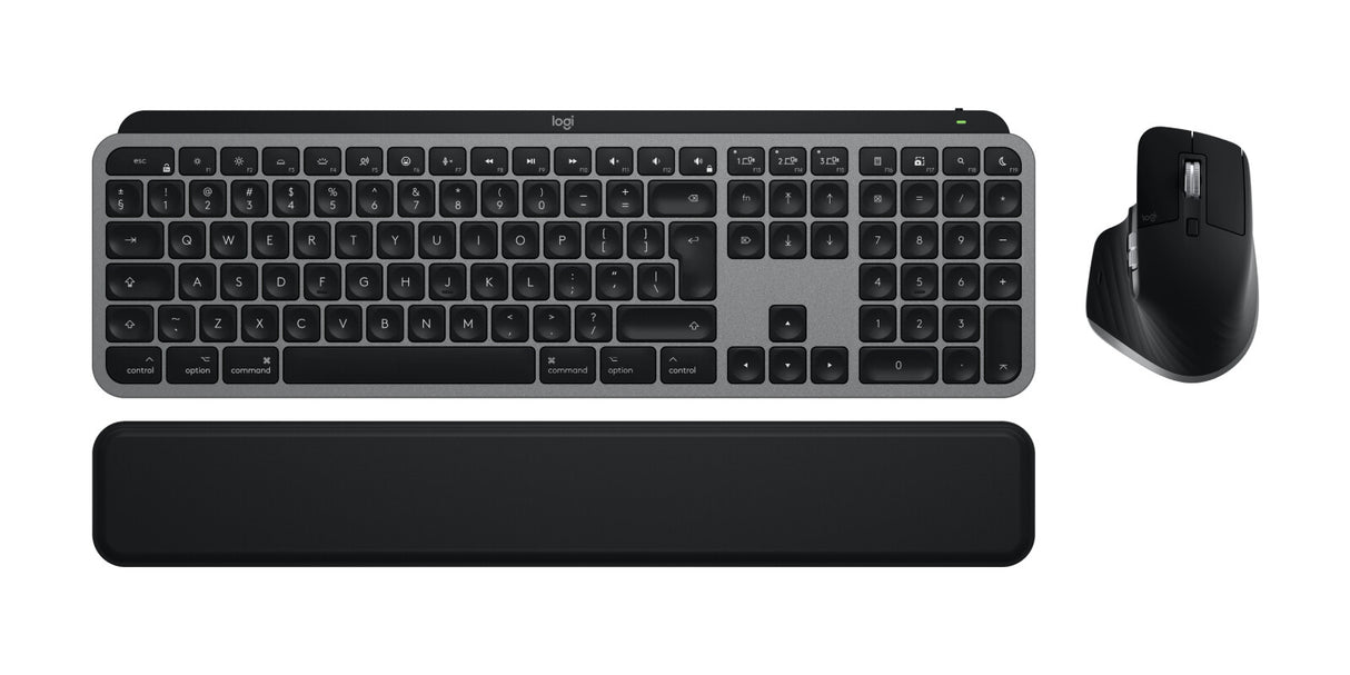 Logitech Master MX Keys S Combo for Mac tastatur Mus inkluderet Hjemme/kontor RF trådløs + Bluetooth QWERTY US International Aluminium, Sort
