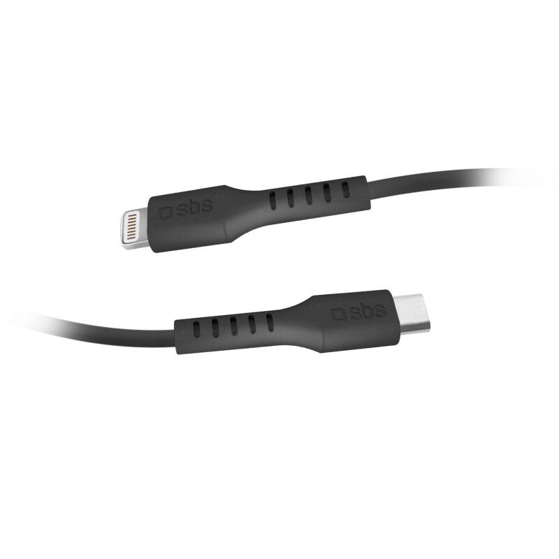 SBS TECABLELIGTC1K Lightning kabel 1 m Sort