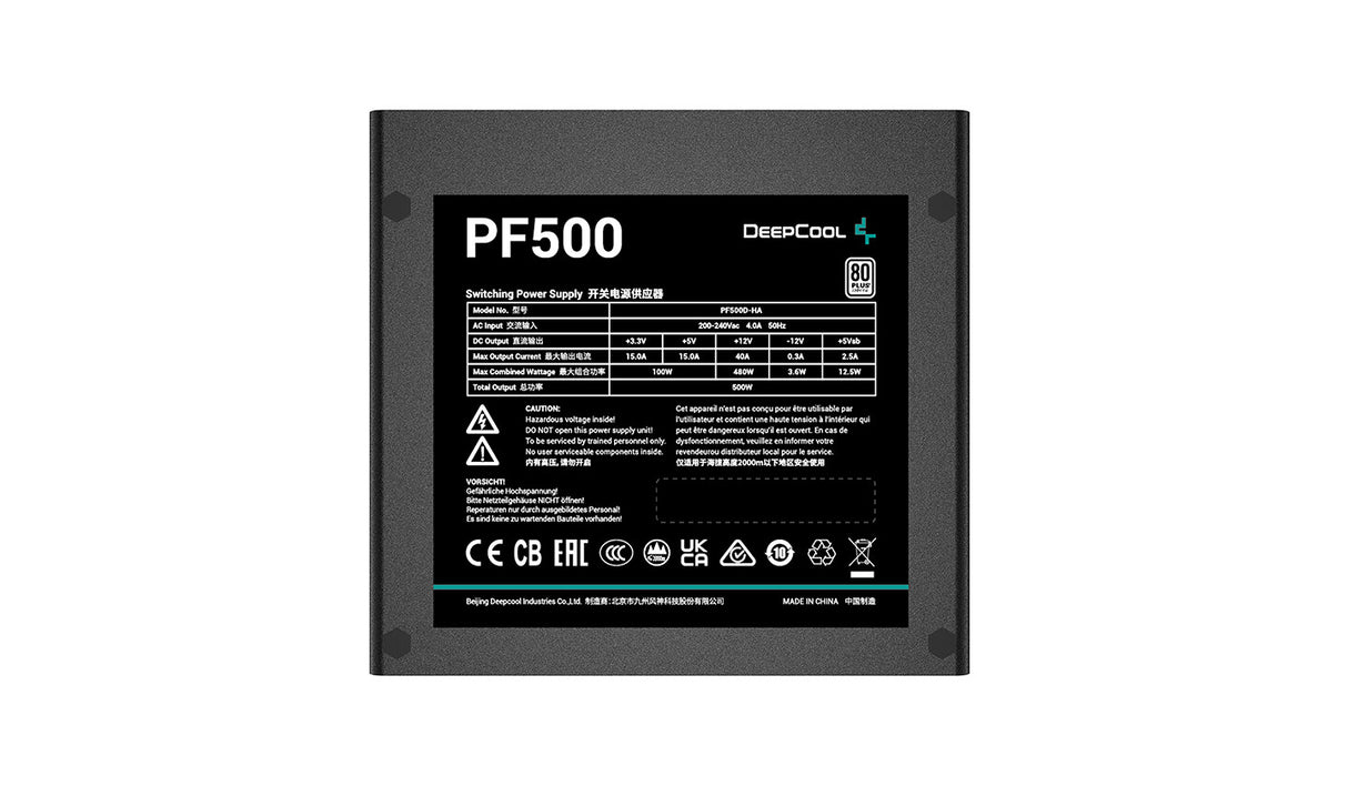 DeepCool PF500 enhed til strømforsyning 500 W 20+4 pin ATX ATX Sort