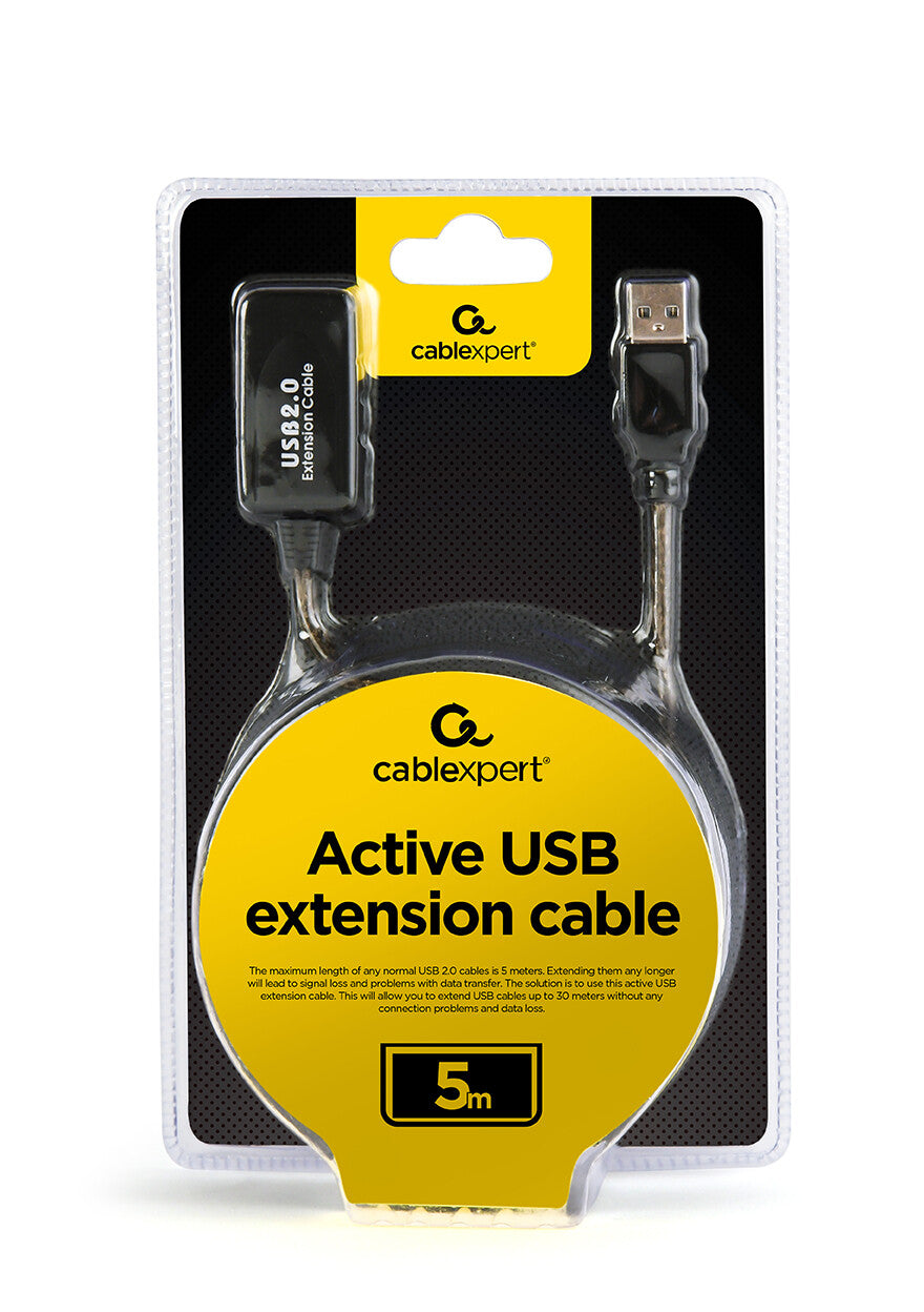 Gembird USB A/USB A M/F 5m USB-kabel USB 2.0 Sort