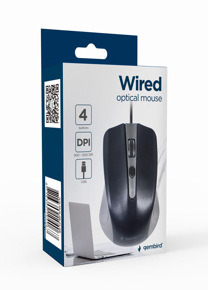 Gembird -4B-01-GB mus Kontor Højre hånd USB Type-A Optisk 1200 dpi