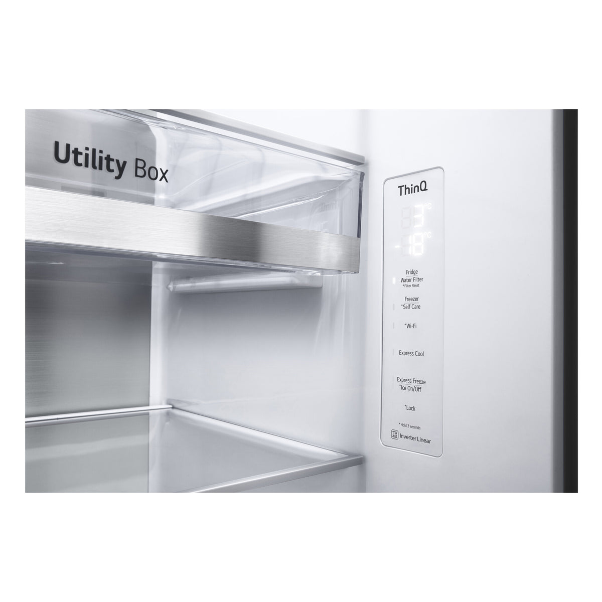 LG InstaView GSXV90BSAE side-by-side køle-fryseskab Fritstående 635 L Rustfrit stål