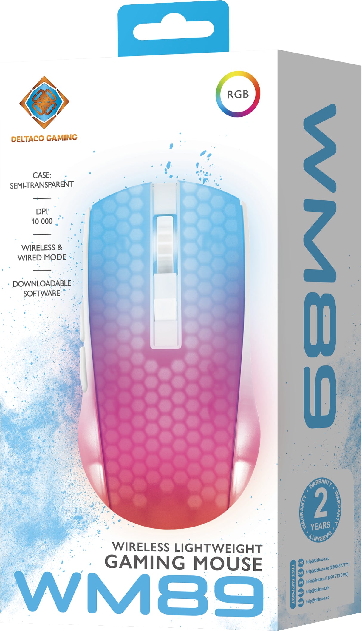 Deltaco Gaming WM89 wireless ultralight mouse, white