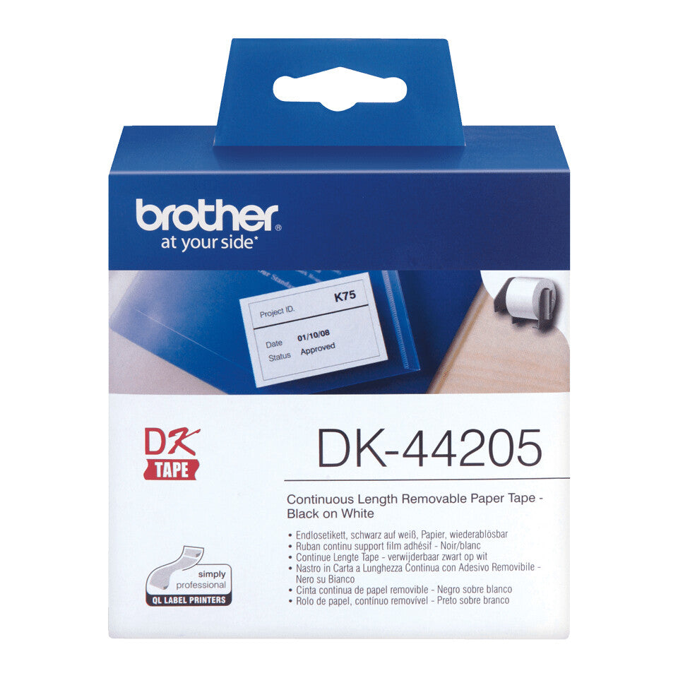 Brother DK-44205 etiketbånd Sort på hvid