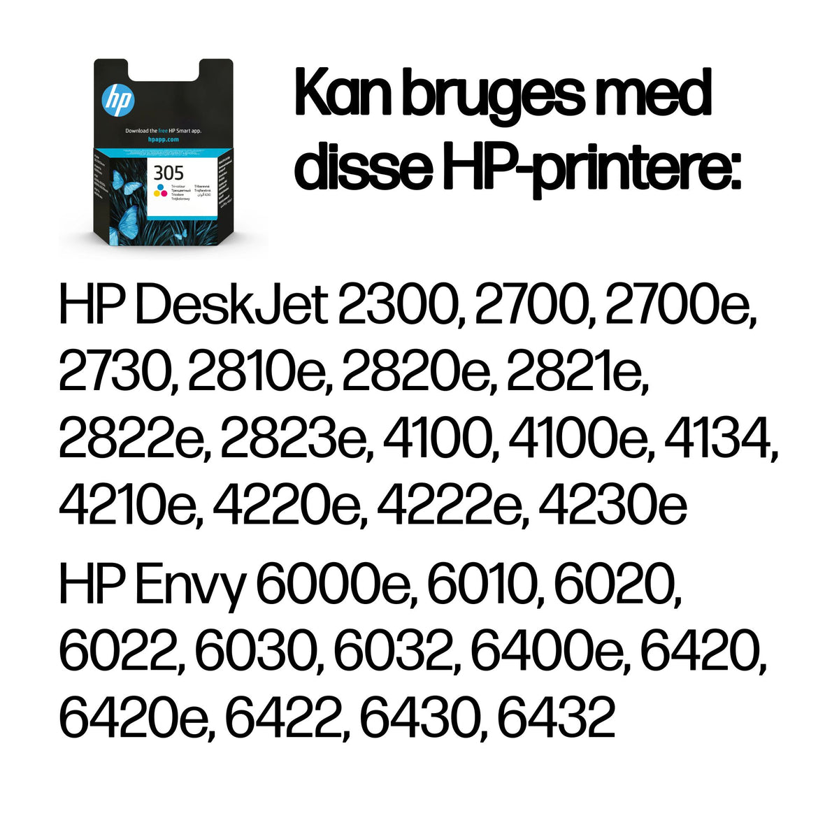 HP 305 Farve (cyan, magenta, gul) 100 sider Blæk 3YM60AE