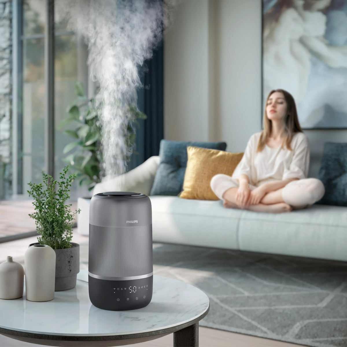 Philips 1000 series HU1510/03 humidifier Ultrasonic 3 L Silver 19.6 W
