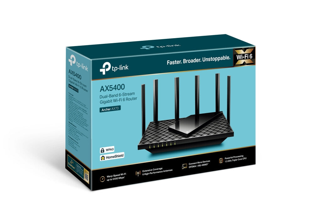 TP-Link Archer AX73 trådløs router Gigabit Ethernet Dual-band (2,4 GHz / 5 GHz) Sort