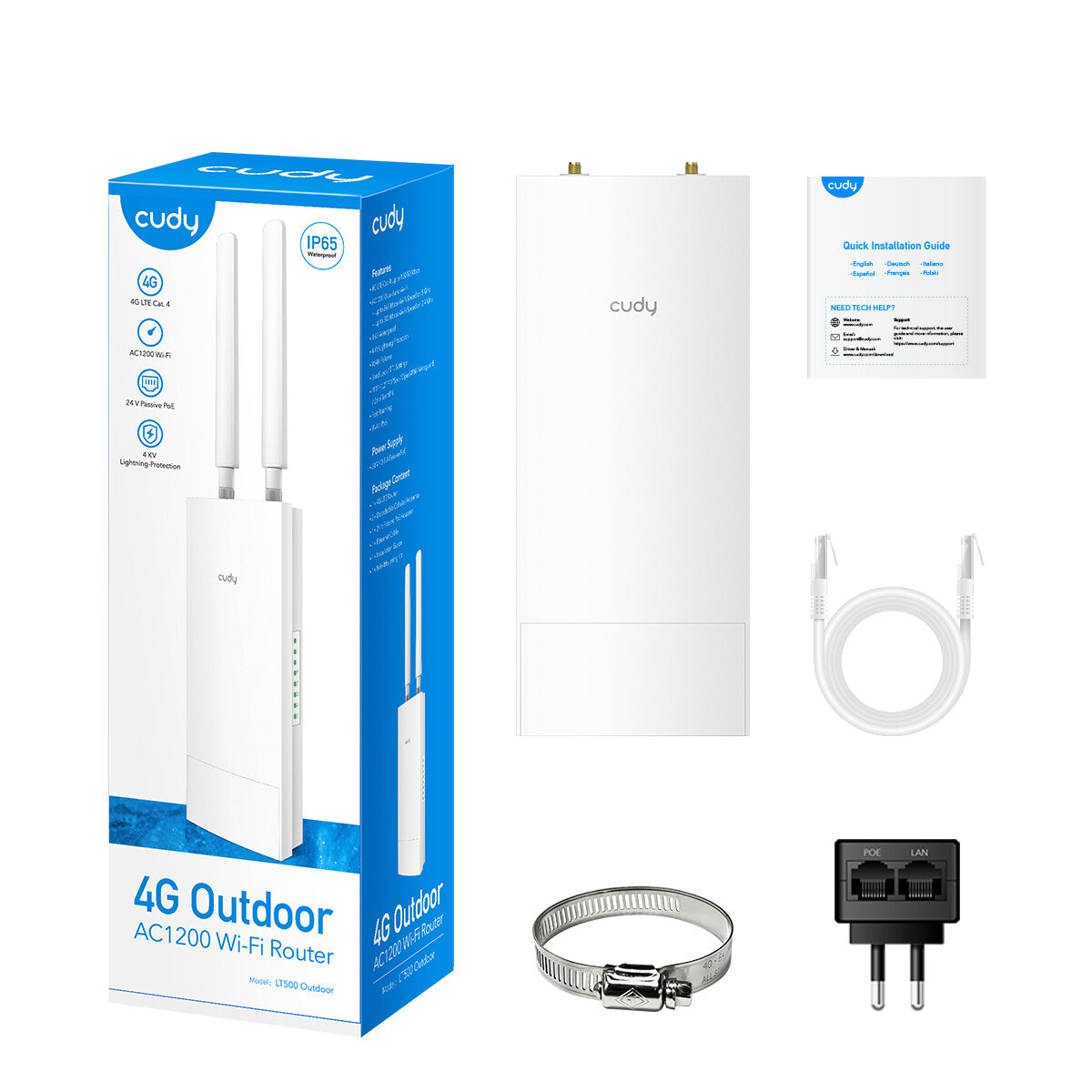 Cudy LT500 trådløs router Hurtigt ethernet Dual-band (2,4 GHz / 5 GHz) 4G Hvid