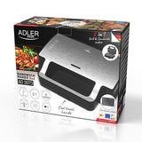 Adler AD 3073 sandwichtoaster 1400 W Sort, Sølv
