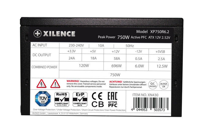 Xilence XP750R6.2 enhed til strømforsyning 750 W 20+4 pin ATX ATX Sort