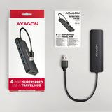 Axagon HUE-C1A interface hub USB 3.2 Gen 1 (3.1 Gen 1) Type-A 5000 Mbit/s Sort