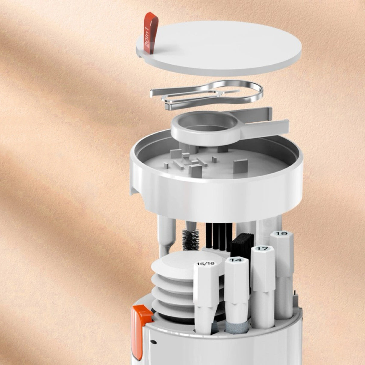 20i1 multifunktionelt rengøringssæt til hovedtelefoner, tastaturer og skærme - hvid