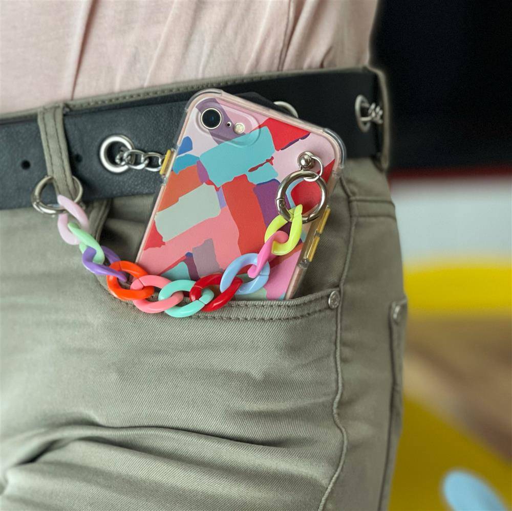 Color Chain Case gel elastisk etui med kæde vedhæng kæde til iPhone SE 2022 / SE 2020 / iPhone 8 / iPhone 7 multicolor