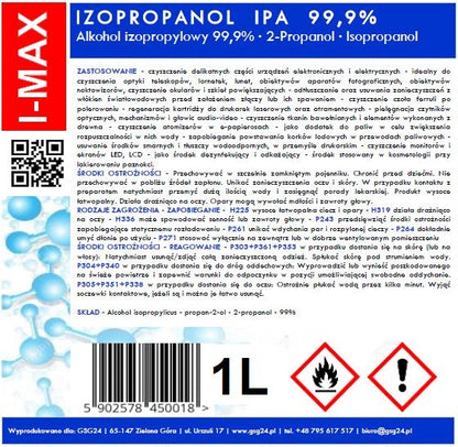 Isopropylalkohol Isopropanol IPA I-MAX 99,9% 1L