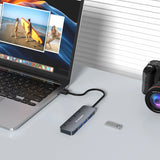 USB-A Hub Wozinsky WHS080YSS 4 x USB-A 3.0 med individuelle kontakter, aluminium, med 30 cm kabel - grå