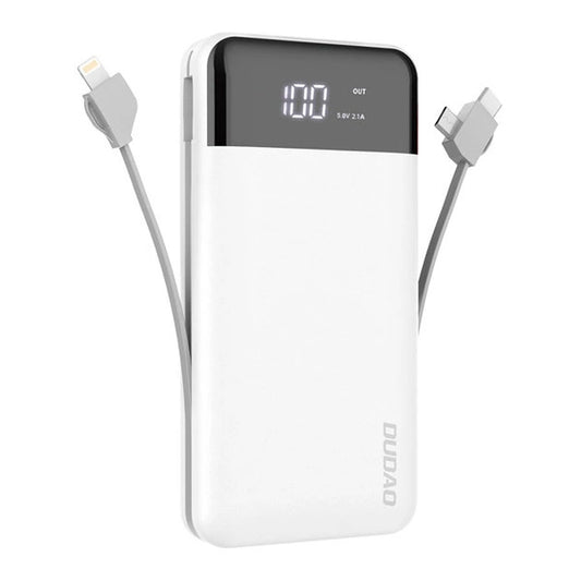 Dudao K1Pro powerbank 20000mAh med indbyggede kabler hvid (K1Pro-hvid)