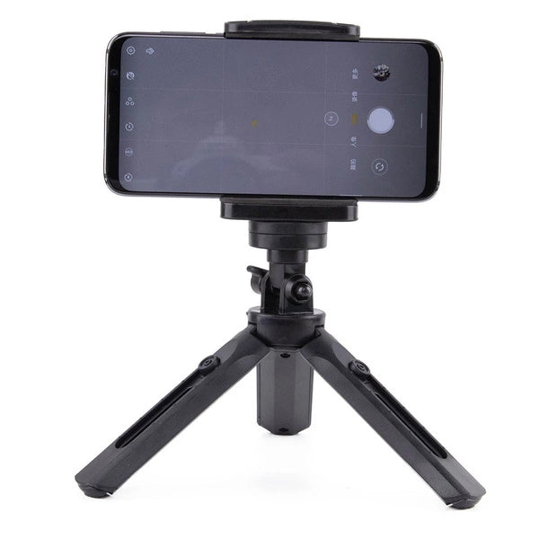 Mini tripod med telefonholder mount selfie stick kamera GoPro holder sort