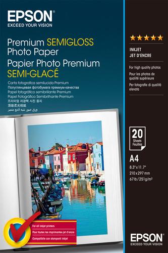 Epson A4 Premium Semigloss Photo Paper 251gsm, 20 sheets